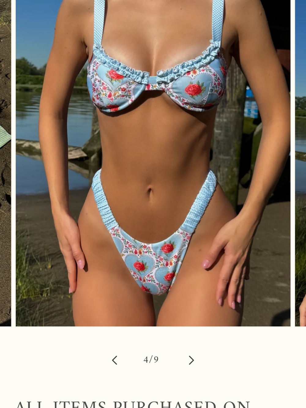 Strawberry Milk Mob Light Blue Floral Underwire Bikini Set- Blue & Red Roses